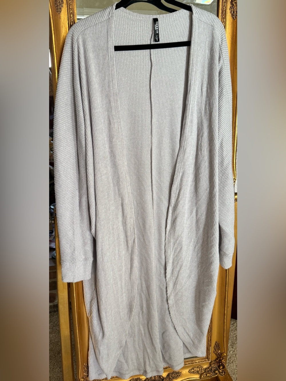 Light Gray lavender Open-Front Ribbed Cardigan Sweater - Torrid